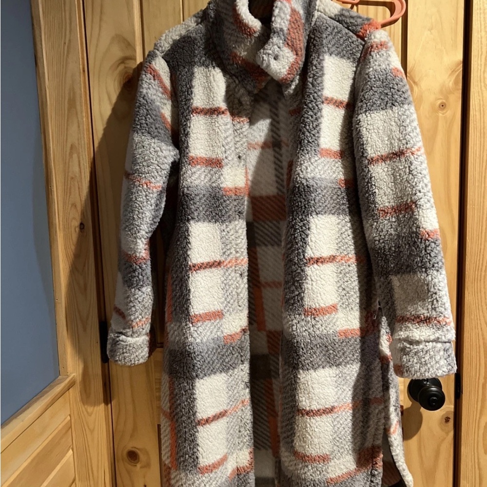 Source Unknown Gray and Orange Teddy Jacket NWT - image 1